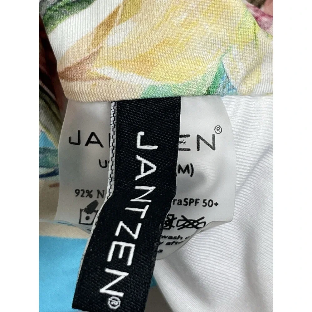 Jantzen One Piece Swimsuit Womens Size 8 Tropical Deep V Plunge Summer Cruise M